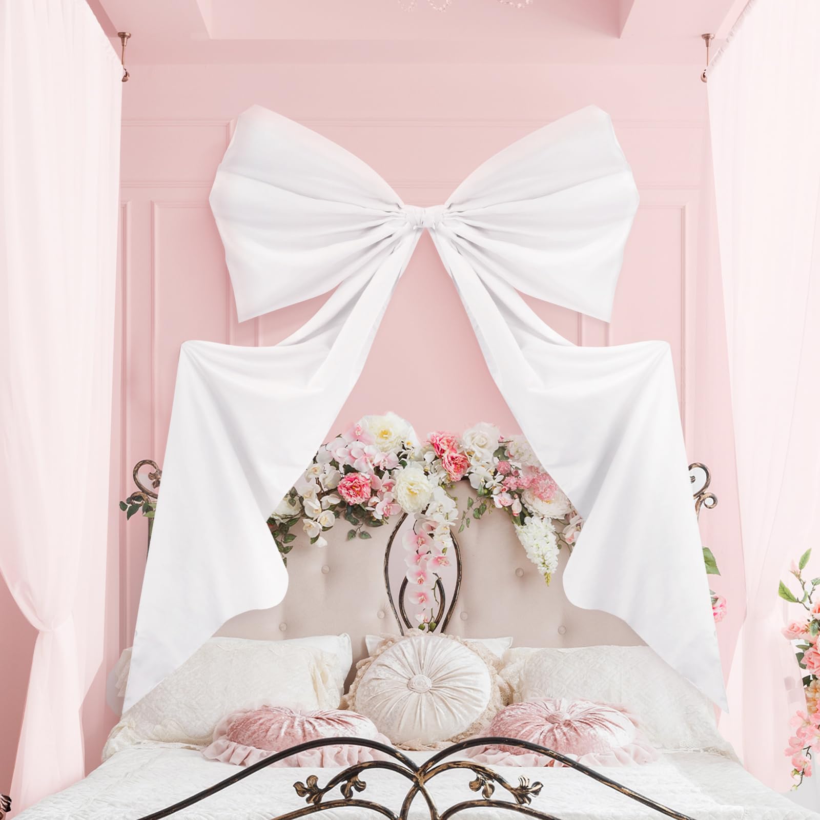 Large Big Wall Bow Decorations 39 x 72 Inch Coquette Decor Ribbon Hanging Tie Bow Decor