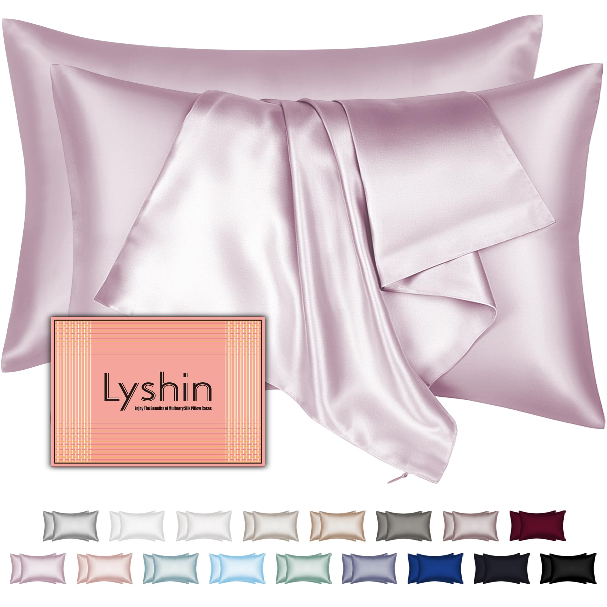 Silk Pillow Cases with Hidden Zipper, Ultra Smooth and Soft Breathable Cooling Silk Satin Pillowcase