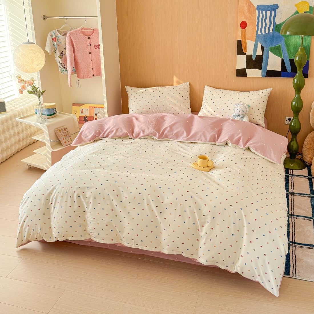 Cute Duvet Cover Sets 100% Cotton Bedding Comforter Cover Full 2 Pillowcases
