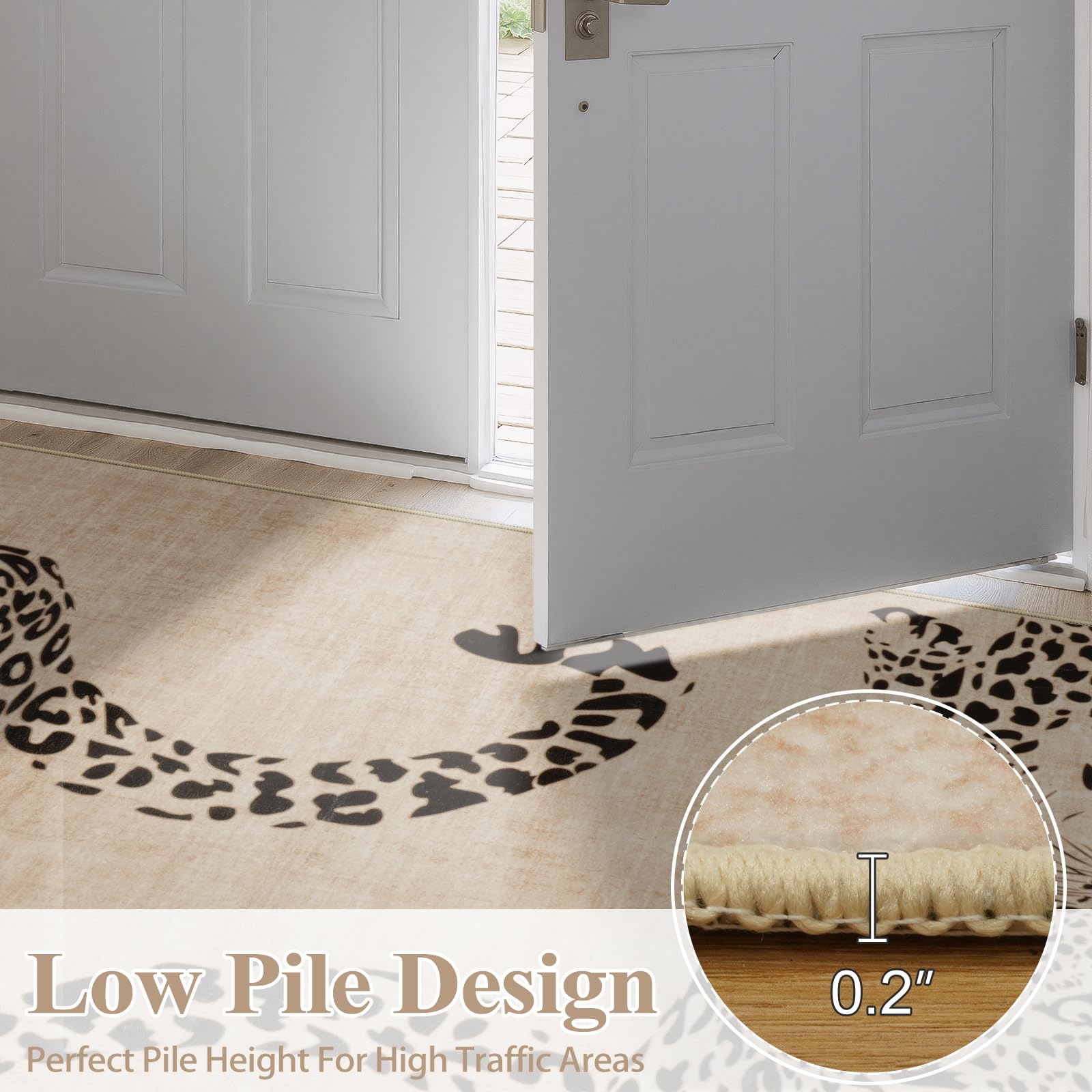Leopard Print Area Rug â€?Soft, Washable, Non-Slip, Stain-Resistant Rug