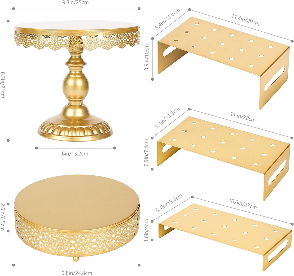 Fancy 5Pcs Cake Stands Set Metal Round Cupcake Holder Cookies Dessert Display Plate Serving Tower Tray Platter with Handle