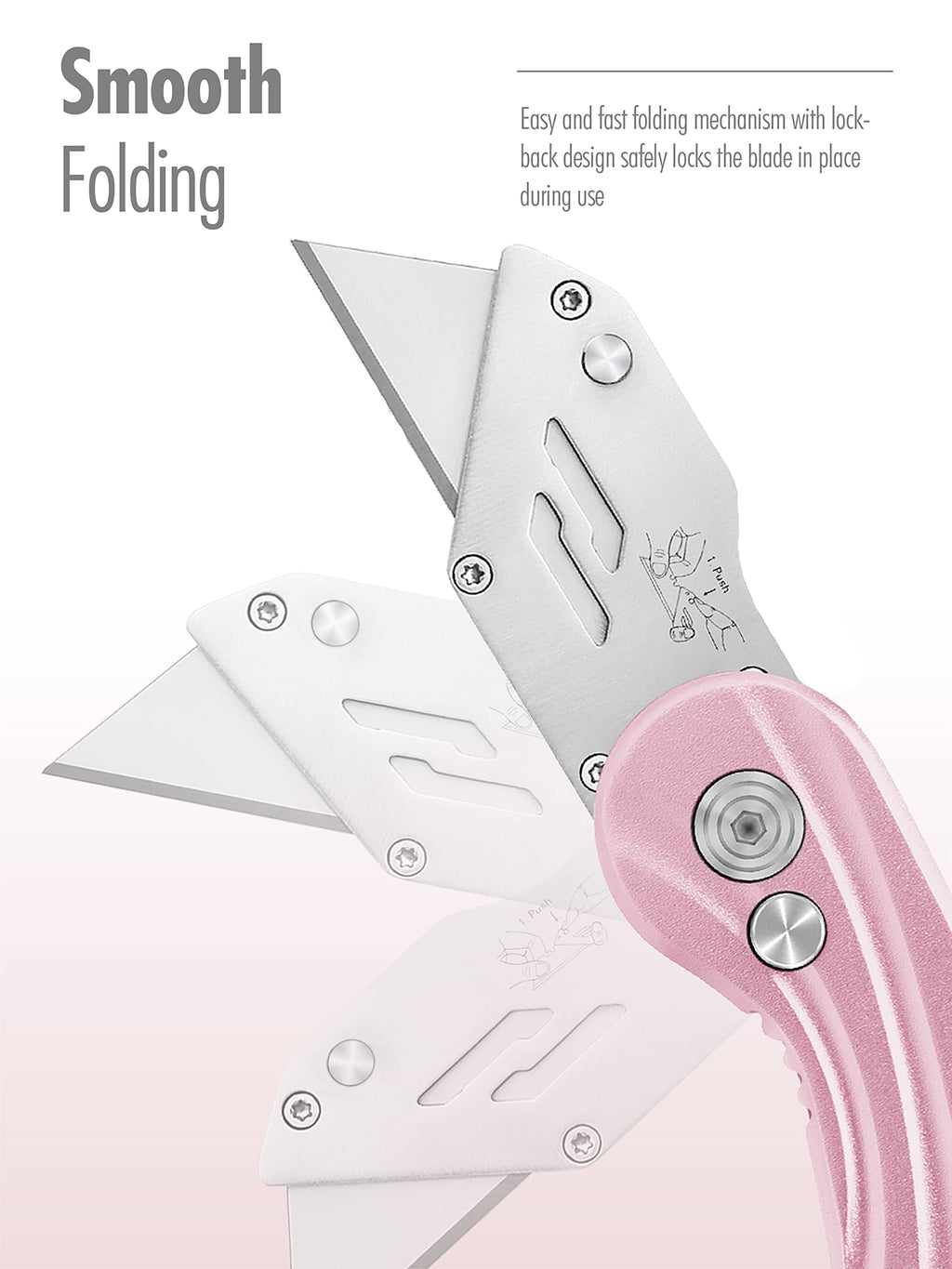 Folding Utility Knife, Cute Metal Box Cutter with Extra 5 Sharp Blades, Quick Blade Change, and Preminium Gift Packaging, for Cardboard Opener, Paper Cutter