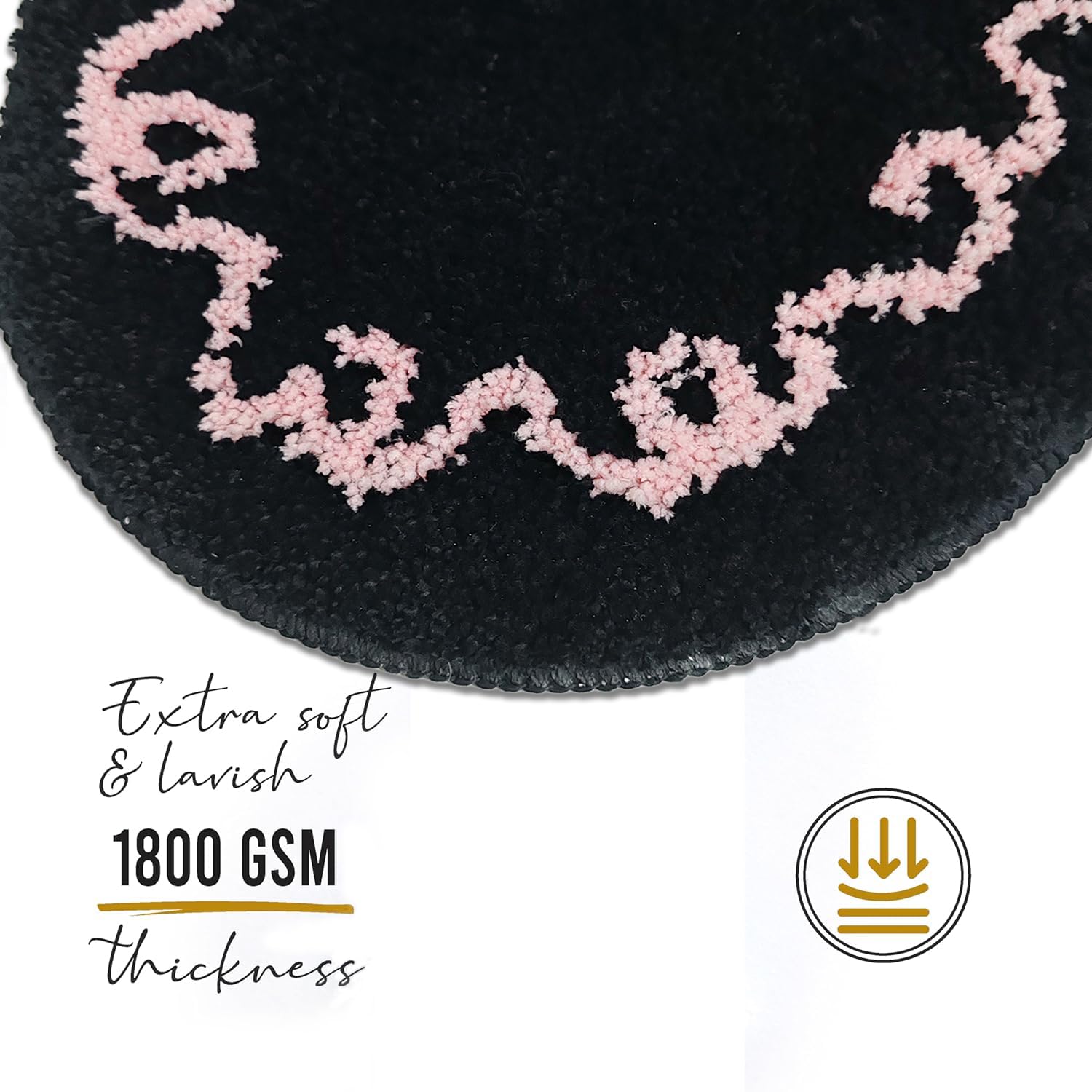 Coquette Black Pink Bow Mat Non Slip Heart Shaped Bow Rug Cute Girly Carpet Room Decor Microfiber Absorbent Bath