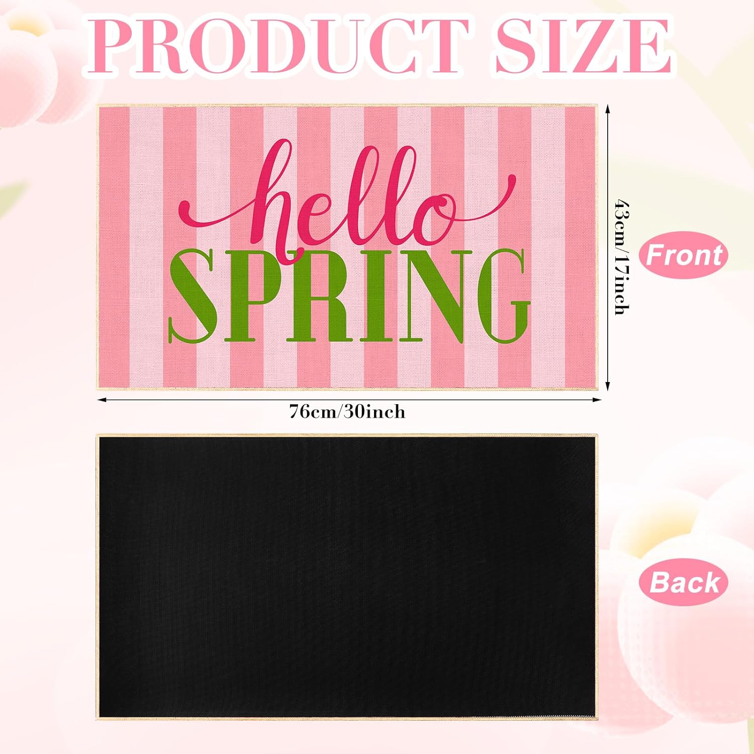 Hello Spring Door Mat for Front Door 30''x 17'' Pink Non Slip Decorative Floor Mats