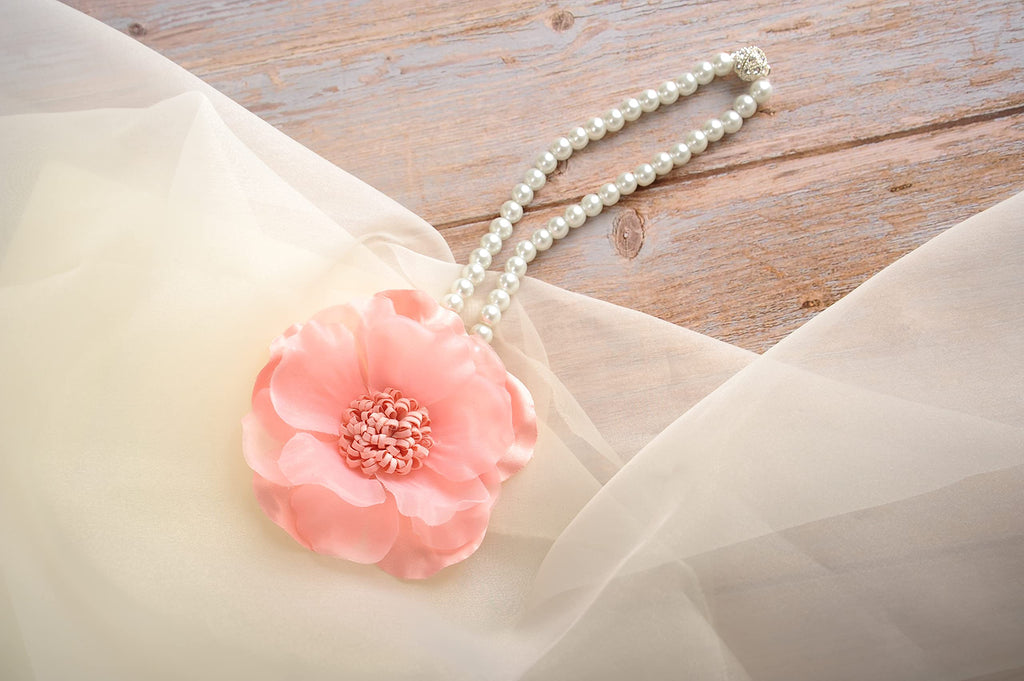 Elegant Pearl Magnetic Curtain Tieback with Handmade Flower Decorative Drapery Holdbacks Rope Holder