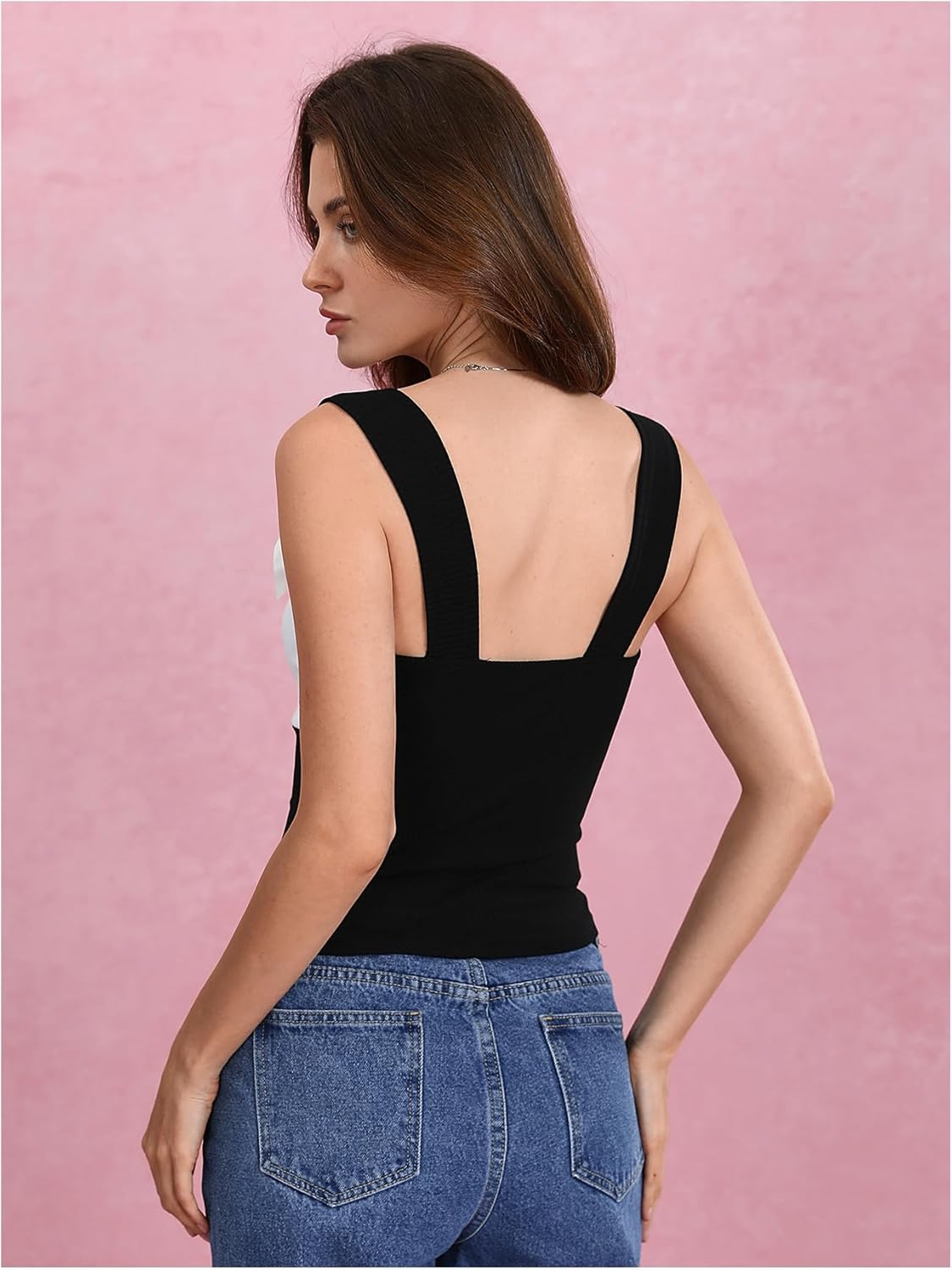 Women's Lace Trim Color Block Tank Tops Bow Sleeveless Vets Shirts Coquette Outfits