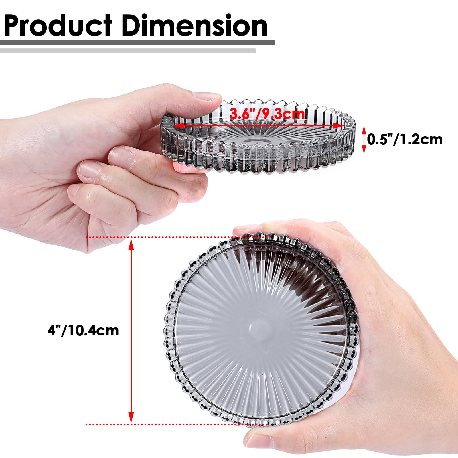 Modern Clear Coaster Set of 8- Glass Coasters for Drinks Crystal Coasters Round Cup Coasters