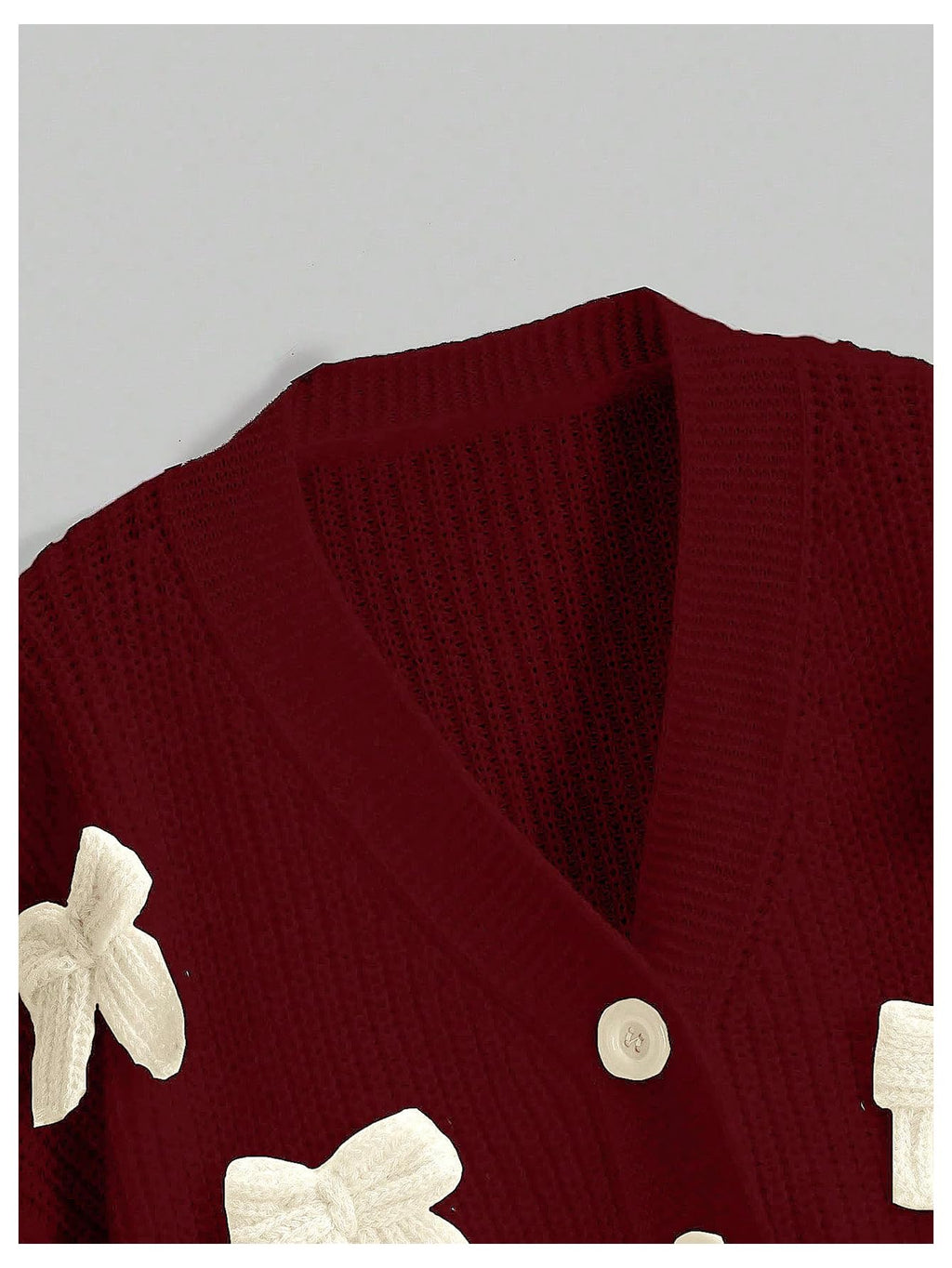 Women's Cute Bow Cardigan Sweater Long Sleeve V Neck Button Down Pullover Top