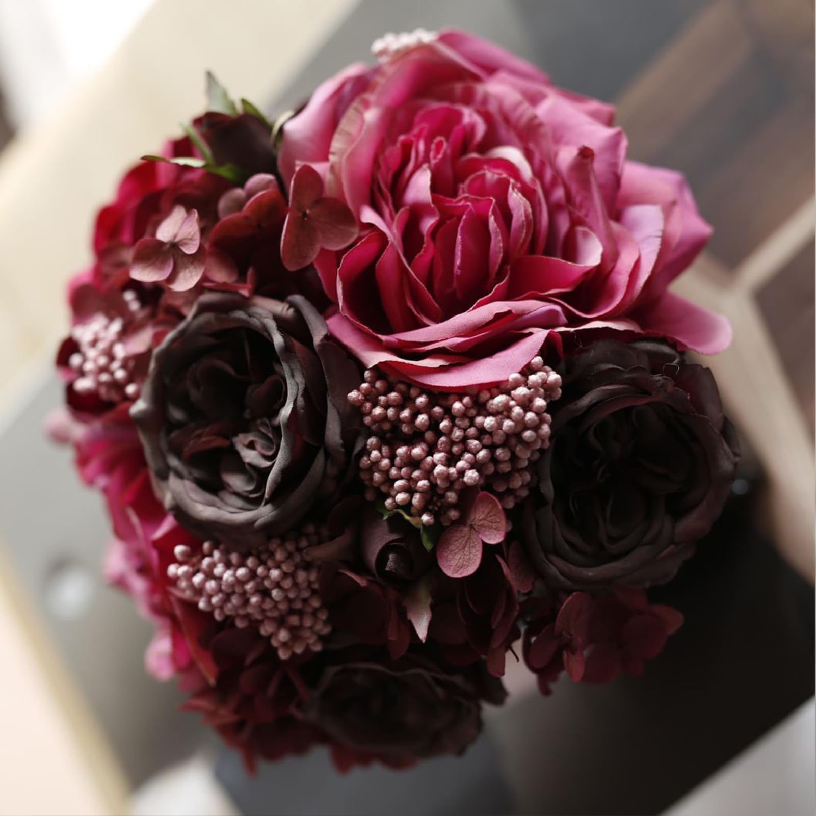 Faux Flowers Rose Potted Flower (Pink)