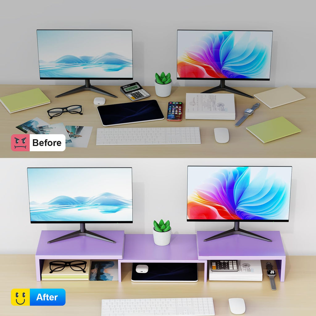 Dual Monitor Stand for Desk, Metal Monitor Riser, Office Supplies and Accessories