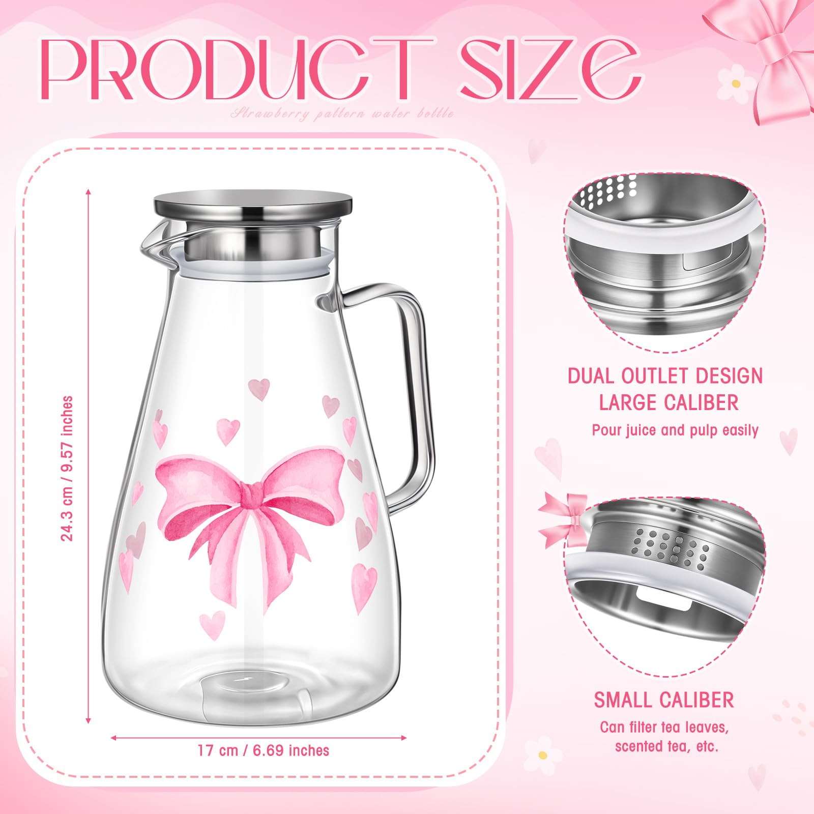 Glass Pitcher with Lid Water Pitcher with Handles Hot and Cold Resistant