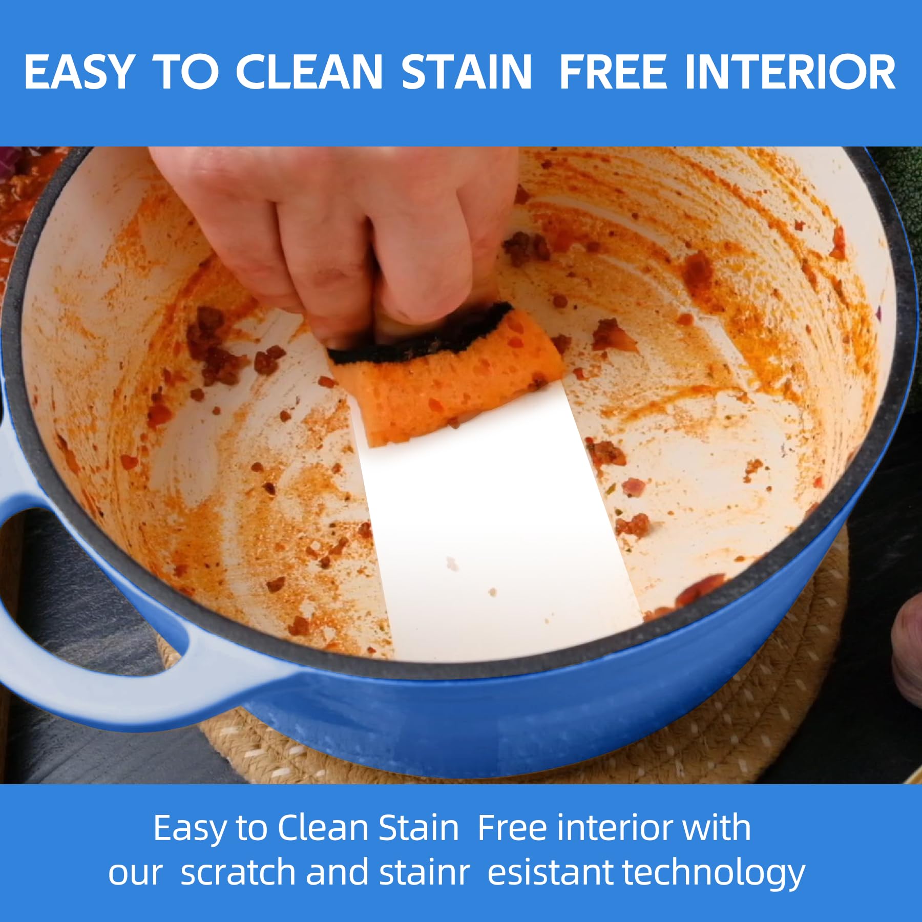 Enameled Cast Iron Dutch Oven with Lid - Big Dual Handles - Round Pot for Versatile Cooking 6 Quart