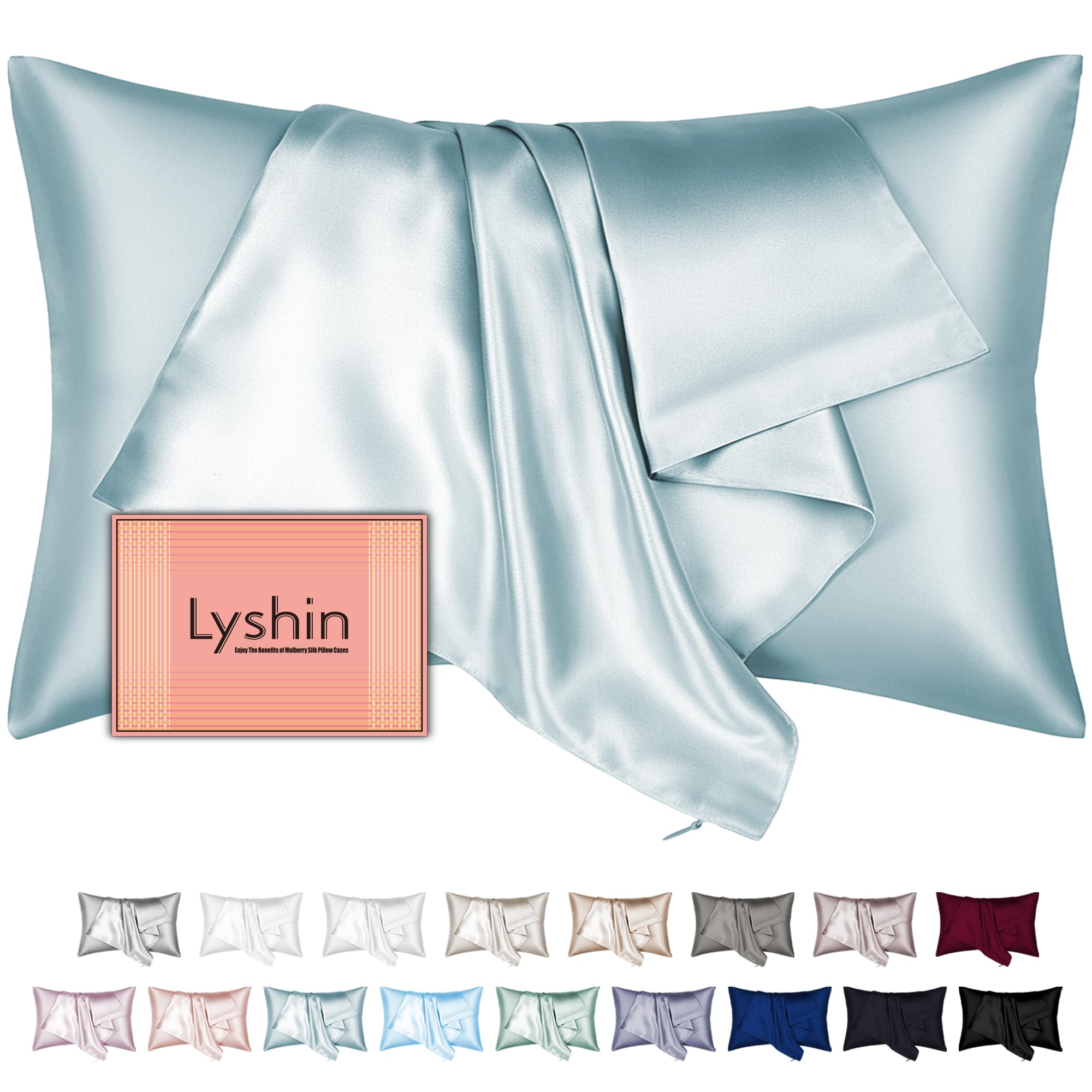 Silk Pillow Cases with Hidden Zipper, Ultra Smooth and Soft Breathable Cooling Silk Satin Pillowcase