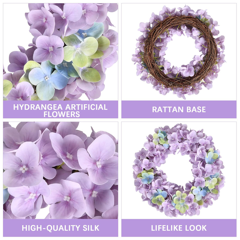 Premium Texture Pink Hydrangea Wreath 16in