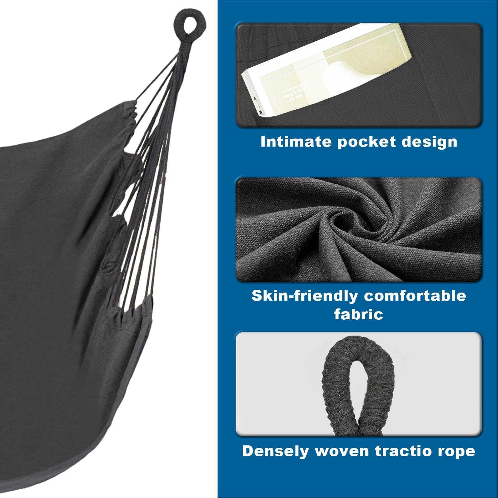 Hammock Chair with Stand,Heavy-Duty Hanging Chair with Stand for Indoor Outdoor, Sturdy Swing Chair Stand Max Load 350 pounds (Hammock Chair Included)