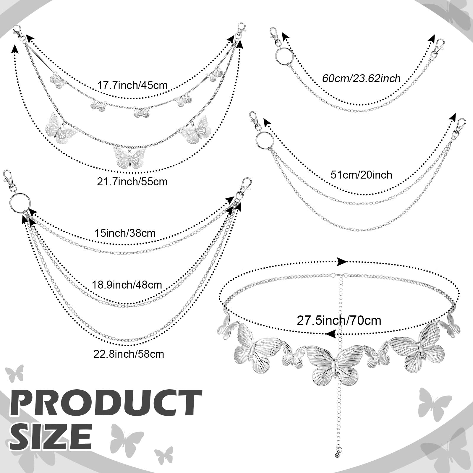 Multi-Layer Chain Belt â€?5-Piece Hip Hop Metal Wallet Chains for Jeans & Pants