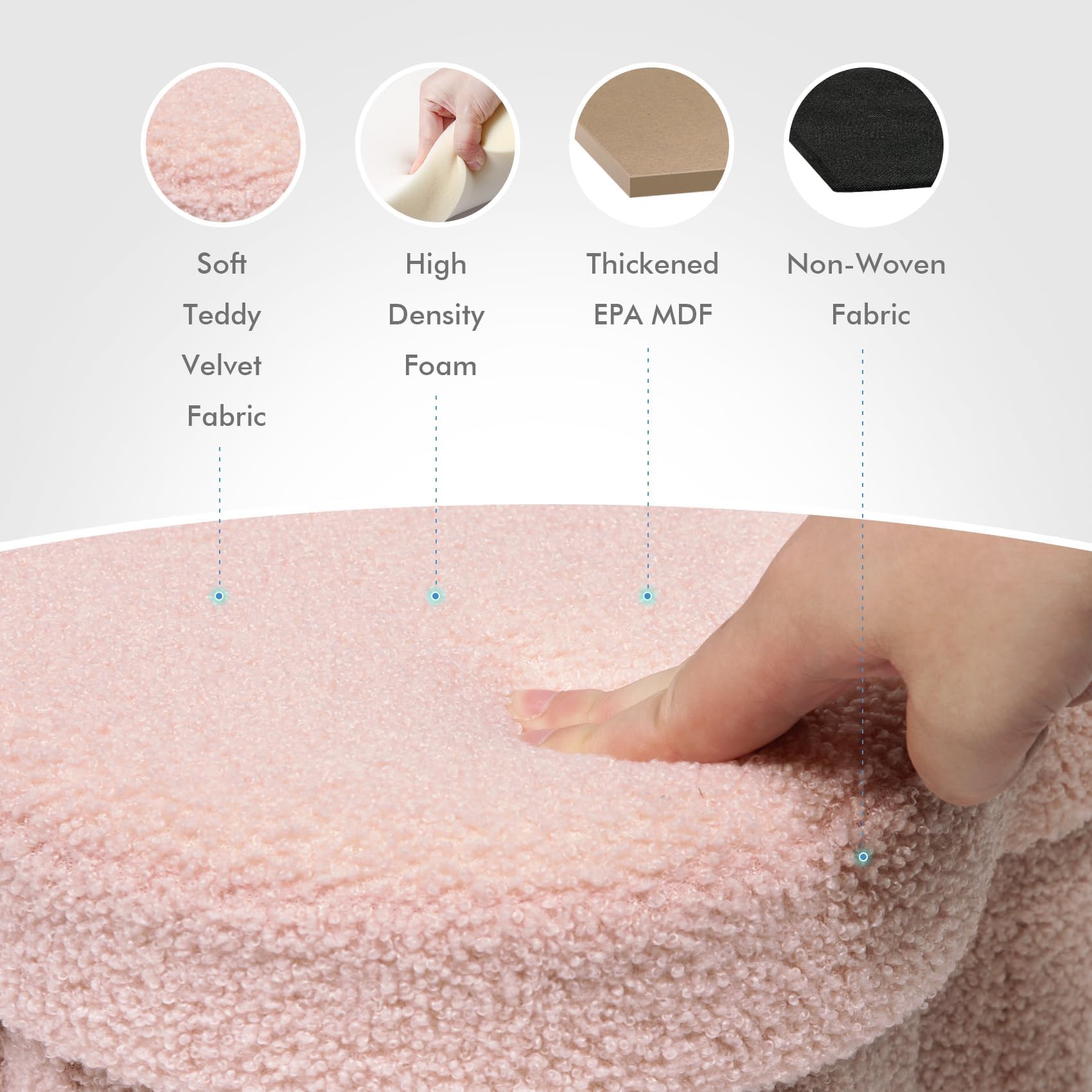 Flower-Shaped Storage Ottoman â€?Boucle Footstool & Seat for Living Room & Dorm