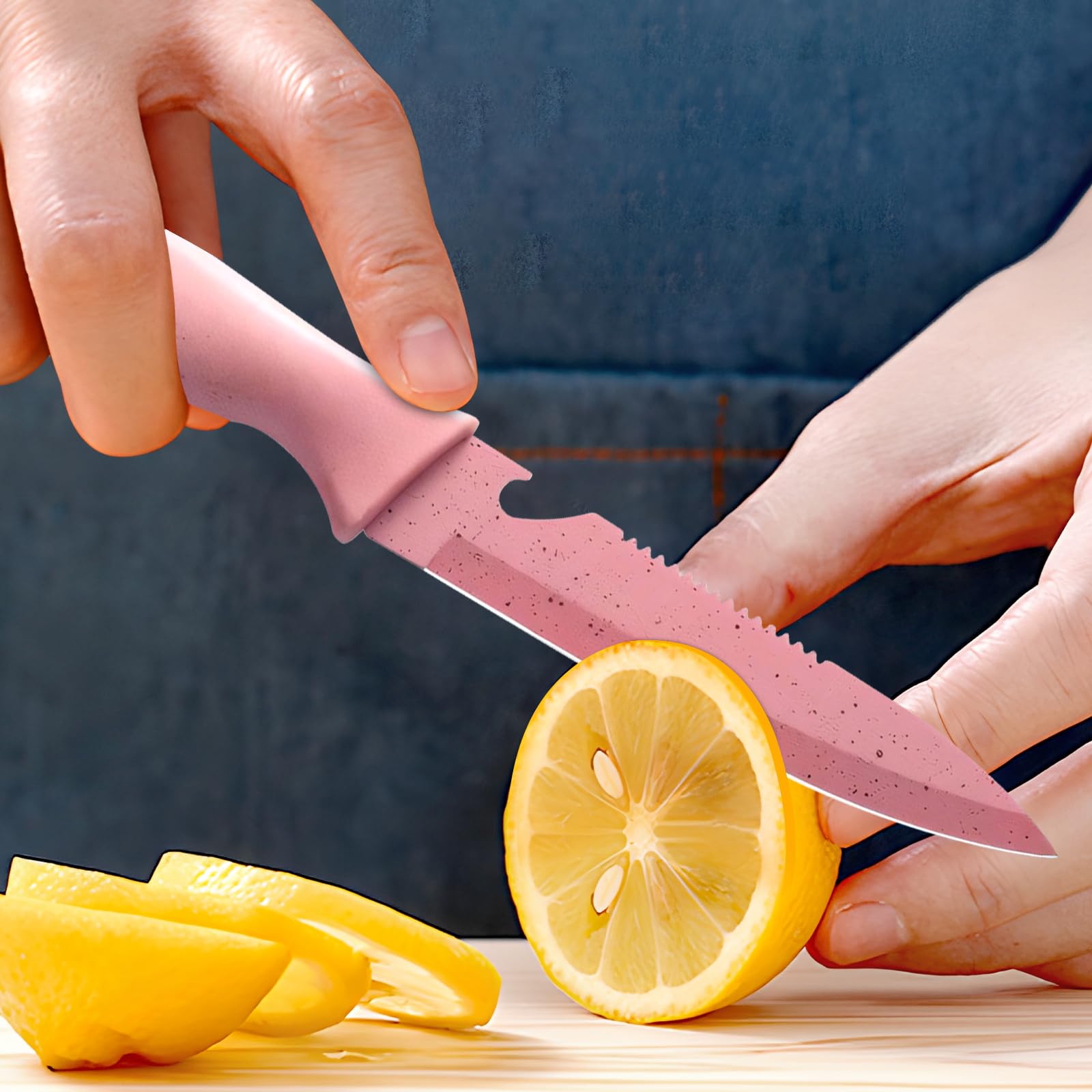 Pink Knife Set of 2, Stainless Steel 4.5" Paring Knives 7" Santoku Knives with Ergonomic Handle, Lightweight Kitchen Knives Set