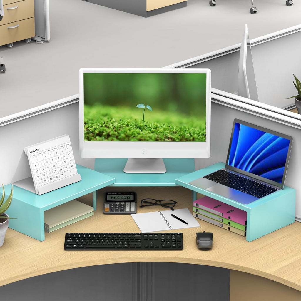 Dual Monitor Stand for Desk, Metal Monitor Riser, Office Supplies and Accessories