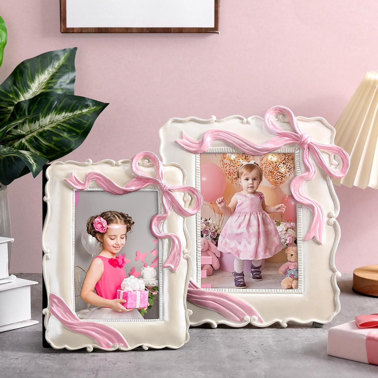 Pink Bow Picture Frames Coquette Room Decor Vintage Pink Ribbon Bow Picture Photo Frames