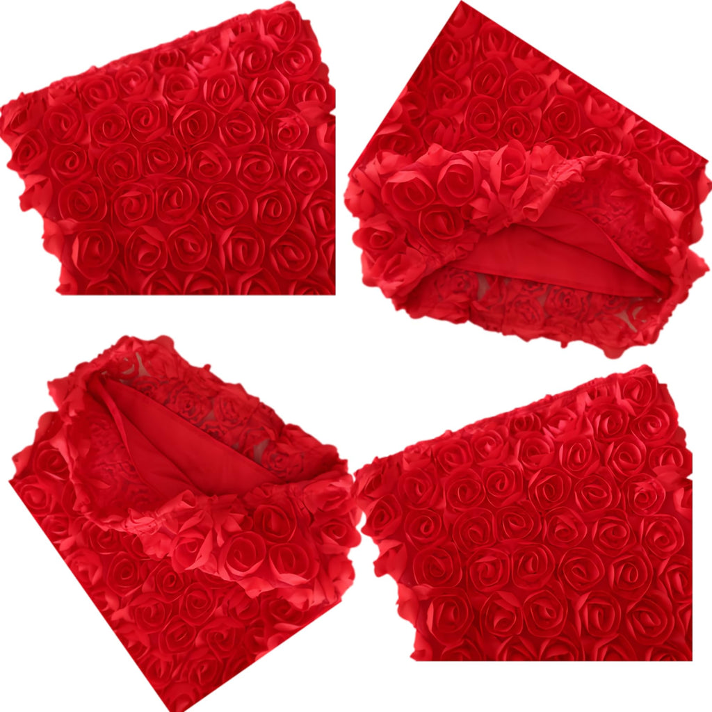 Womens Strapless Mini Dress Sexy Short Bodycon Off Shoulder Stretchy 3D Floral Appliques Tube Top Cocktail Party Dress