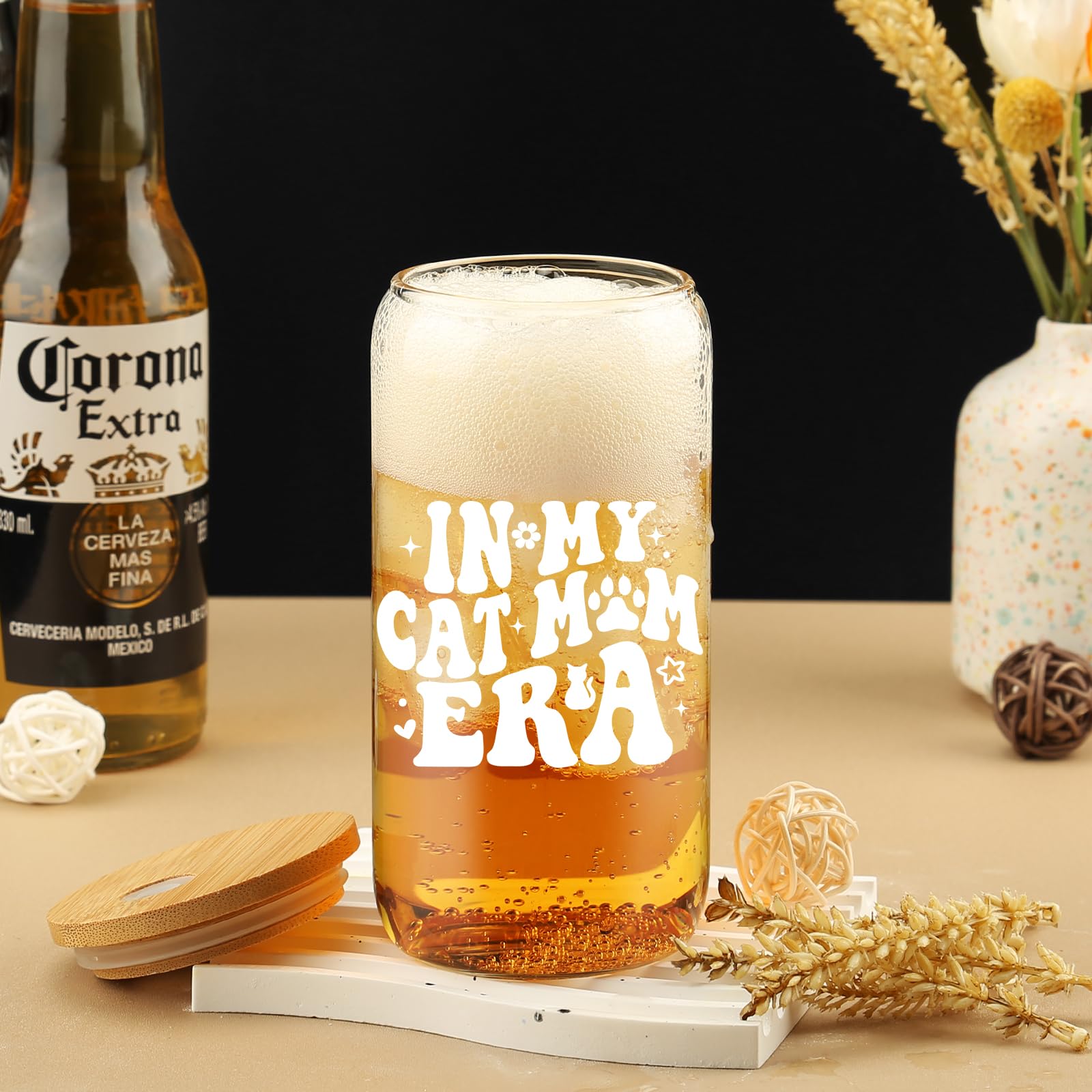 Cherry Bow Cup, Birthday Gifts for Women, Girly Gifts for Her, Sister, Mom, Colleague - 16 OZ Glass Tumbler with Straw & Lid, Coquette Iced Cup