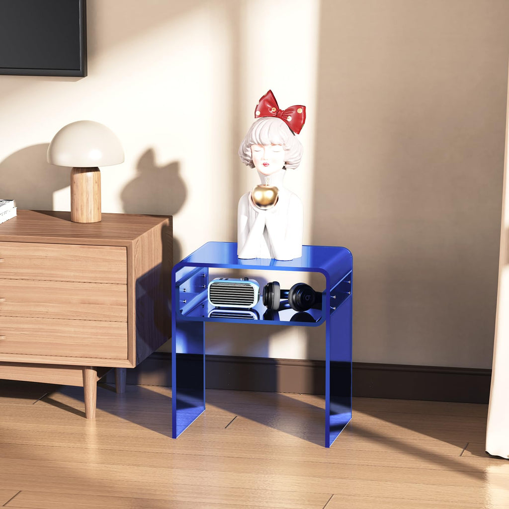 Clear Acrylic End Table 2-Tier Bedside nightstand