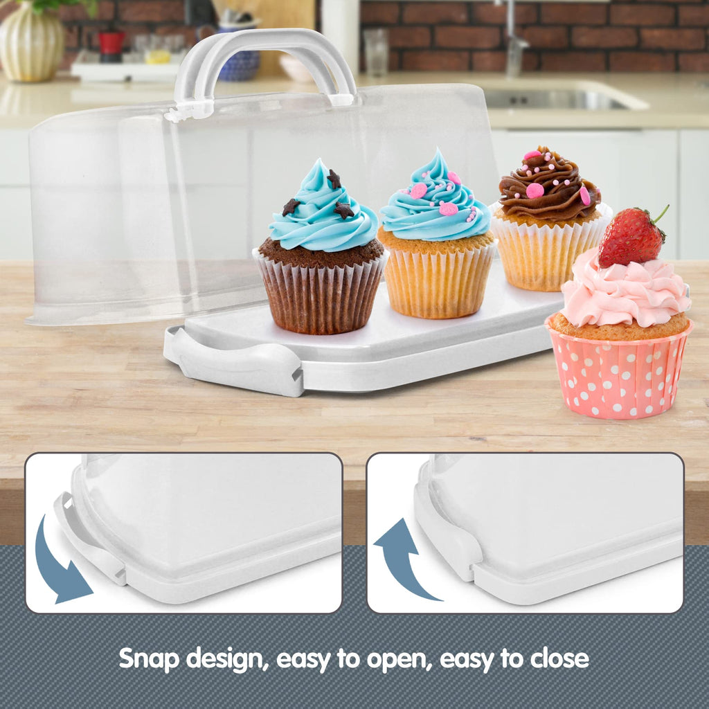 Plastic Rectangular Bread Box with Clear Lid, Loaf Cake Keeper, Portable Bread Keeper Storage Container with Handle