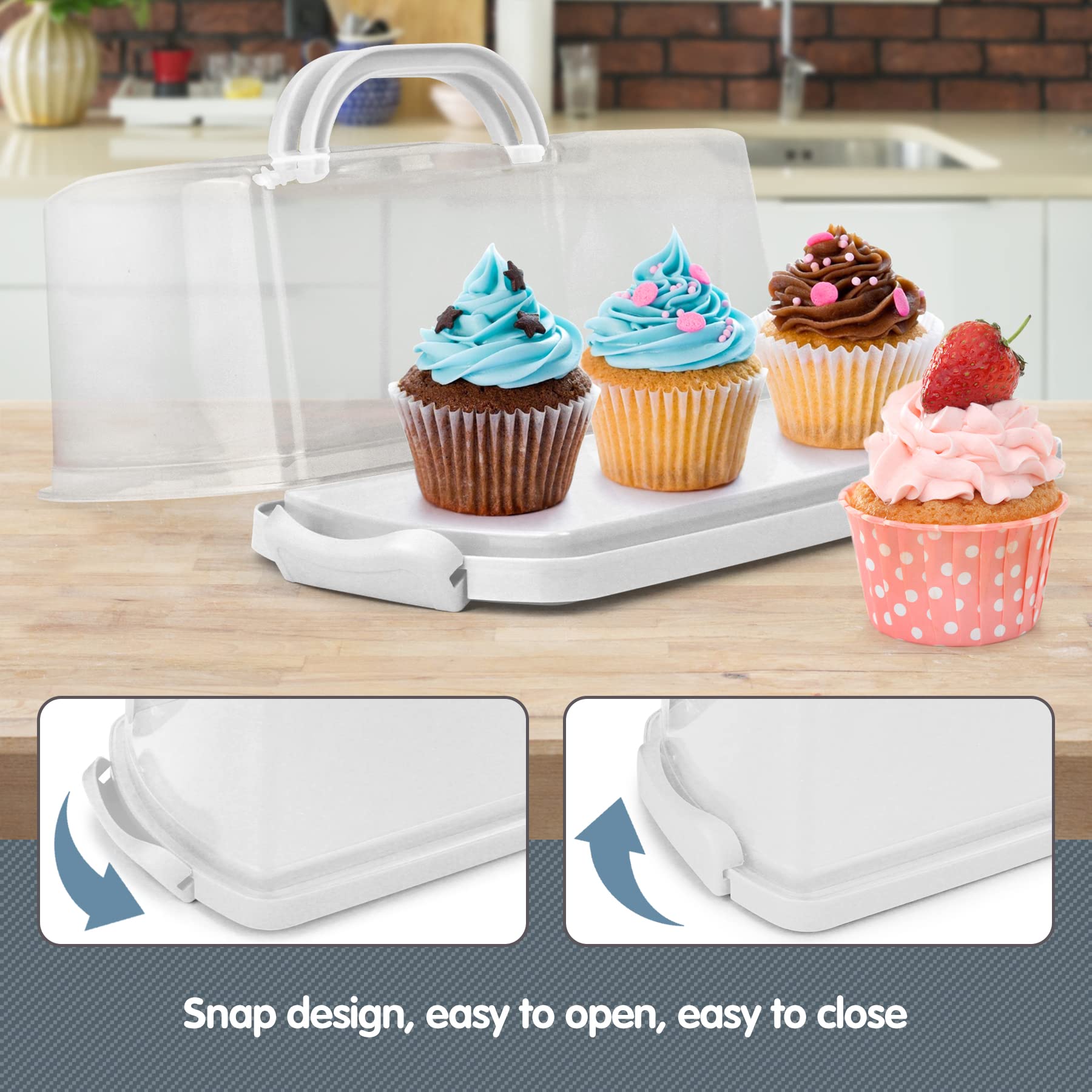 Plastic Rectangular Bread Box with Clear Lid, Loaf Cake Keeper, Portable Bread Keeper Storage Container with Handle