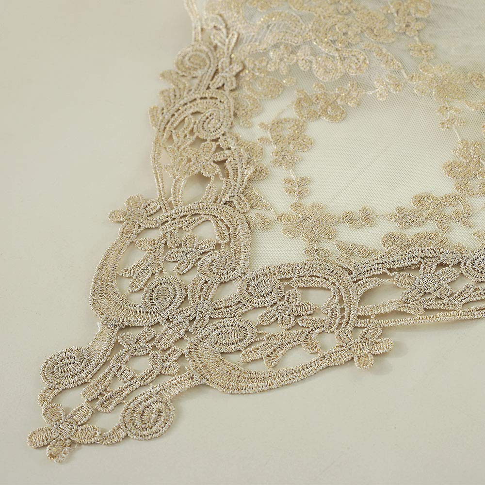 Rectangle Table Runner Lace Macrame Embroidered Table Runners with Exquisite Vintage Shabby Chic