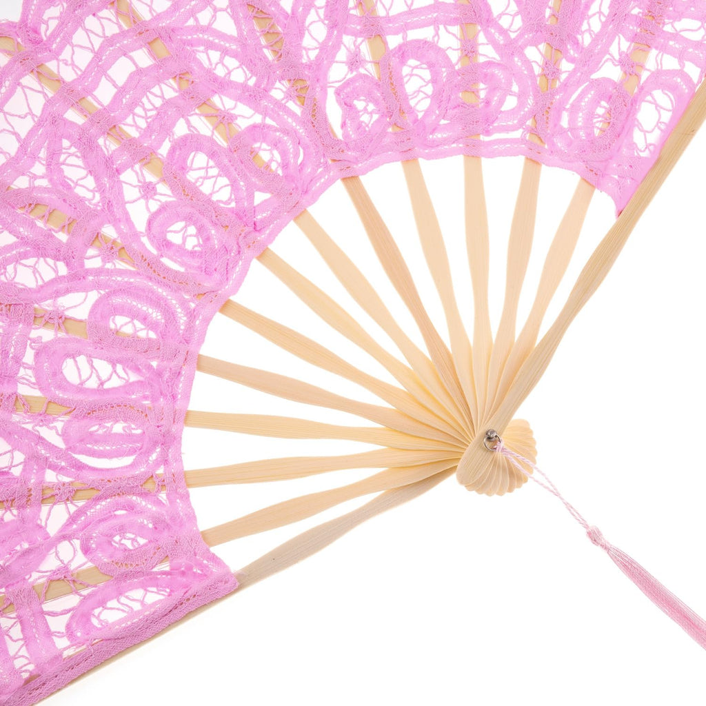 Cotton Lace Folding Handheld Fan Embroidered Hand Fan with Bamboo Staves