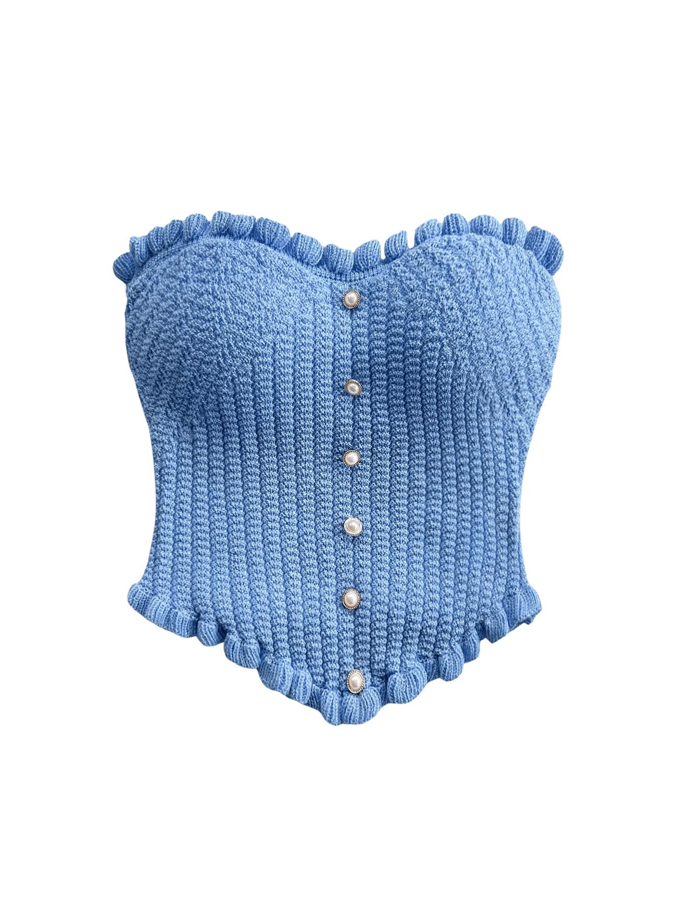 Women's Pearl Strapless Tops Summer Asymmetrical Tube Tops