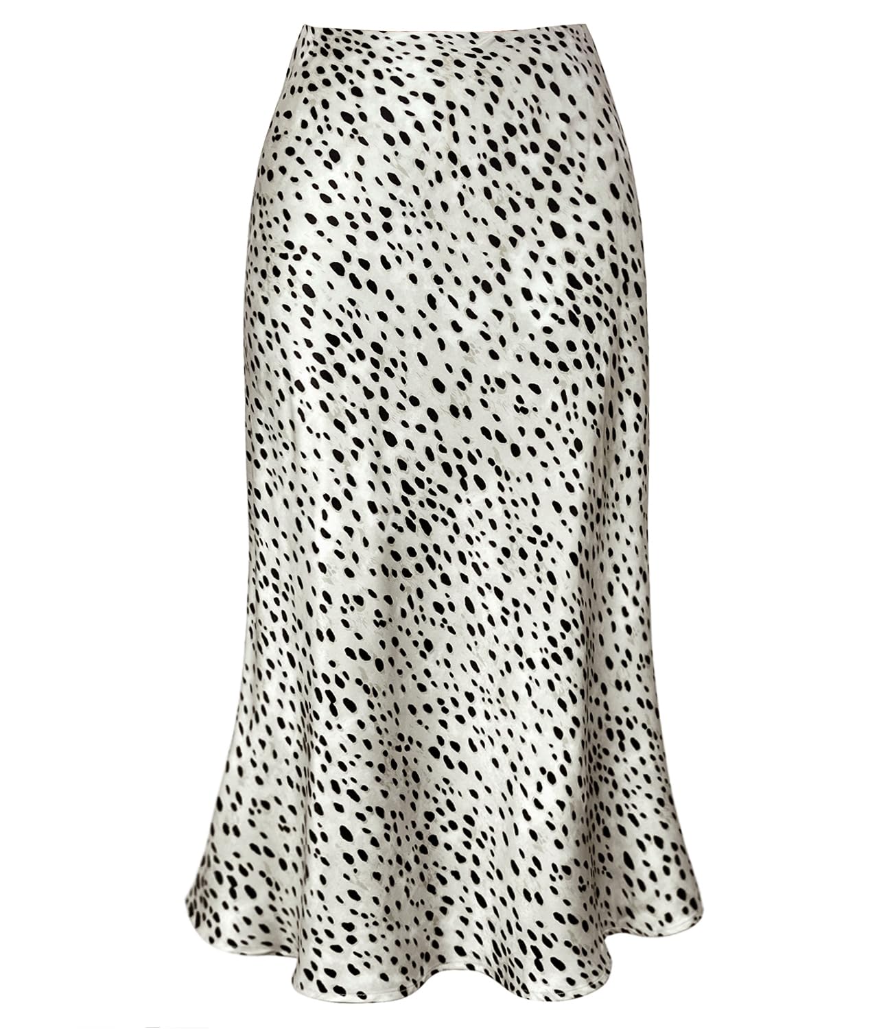 Women's Satin High Waist Hidden Elasticized Waistband Flared Casual A Line Midi Skirt