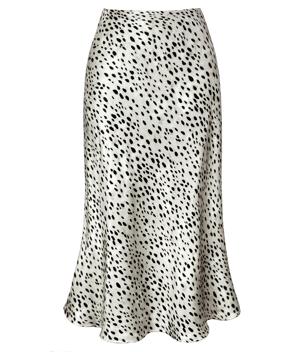 Women's Satin High Waist Hidden Elasticized Waistband Flared Casual A Line Midi Skirt