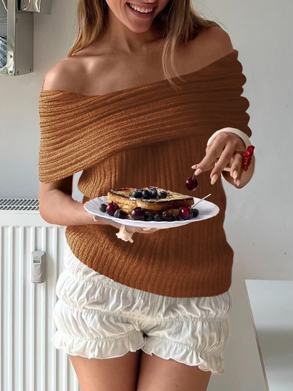 Womens Off The Shoulder Sweater Tops Summer Sleeveless Strapless Ribbed Sexy Pullover Shirts