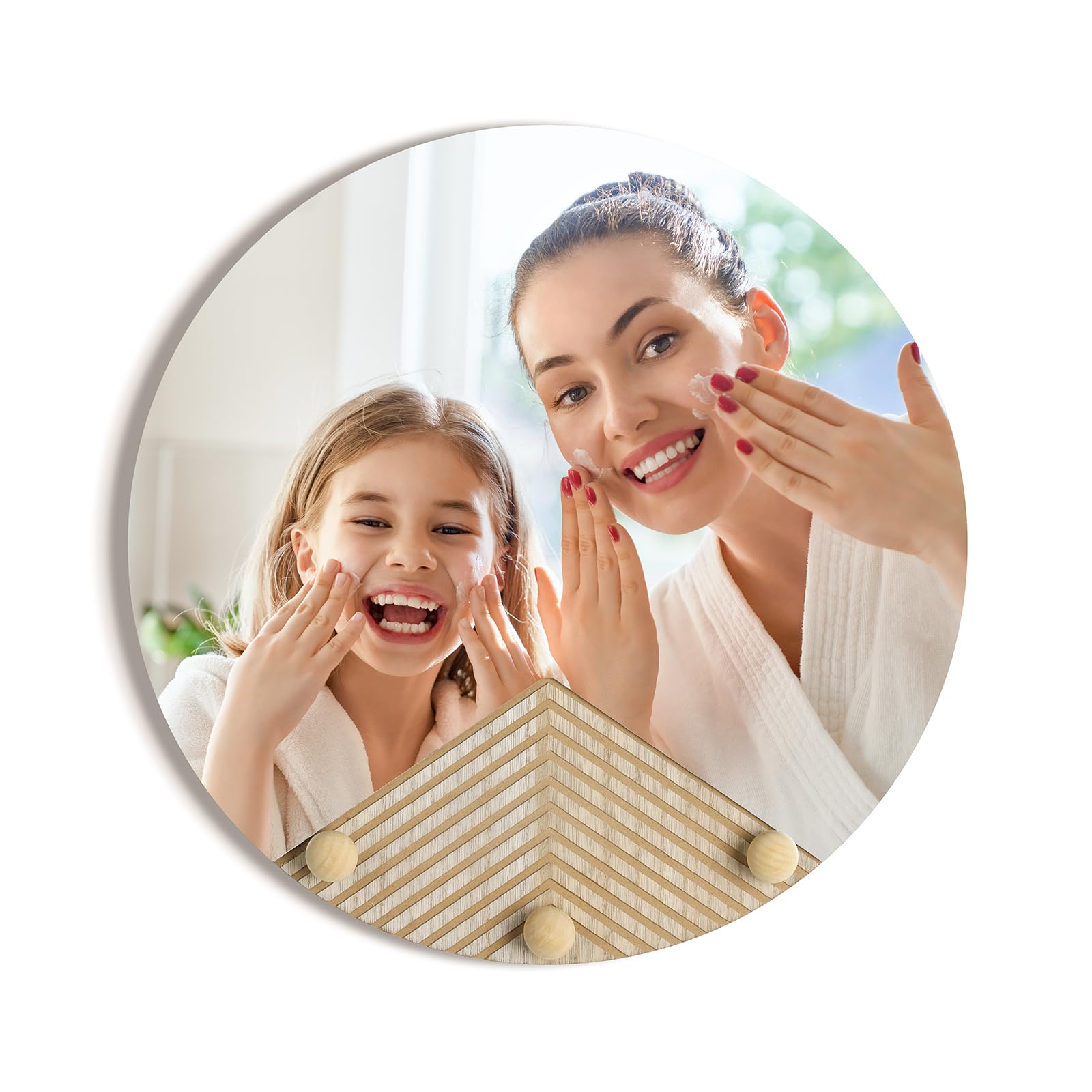 Wall Mirror Decor for Living Room Bedroom, Arched Wood Carved Wall-Mounted Decorative Mirror for Hallway Entryway Staircase Decor, Countryside Hanging Sculpture Home Accent