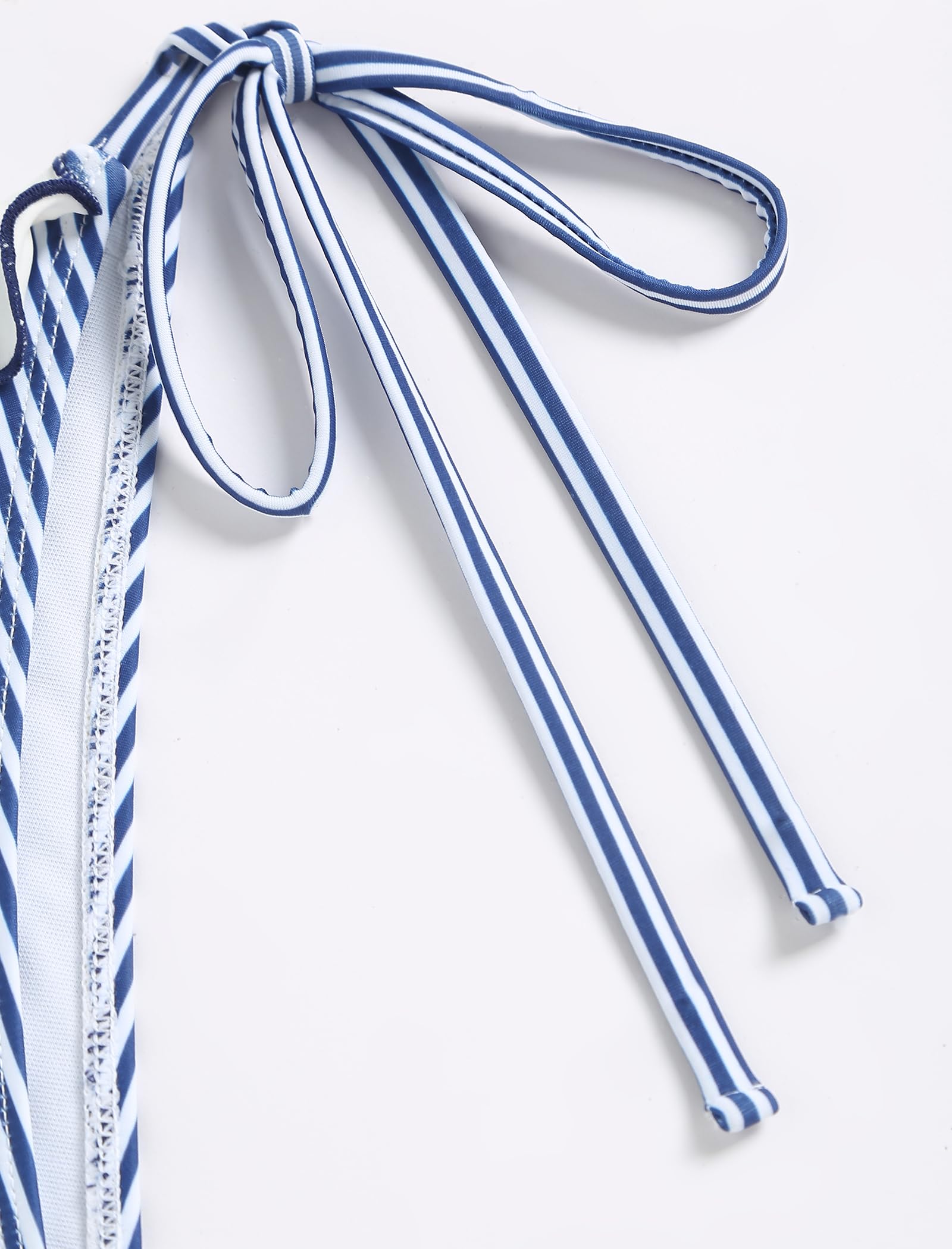 Women's Triangle Bikini Lace Frilled Ruffles Gingham Print Tie Side Spaghetti Strap 2 Pieces Bikini Swimsuit