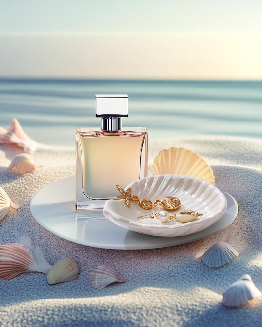 Monogrammed Shell Ceramic Ring Tray Trinket Dish Jewelry Plate Tray