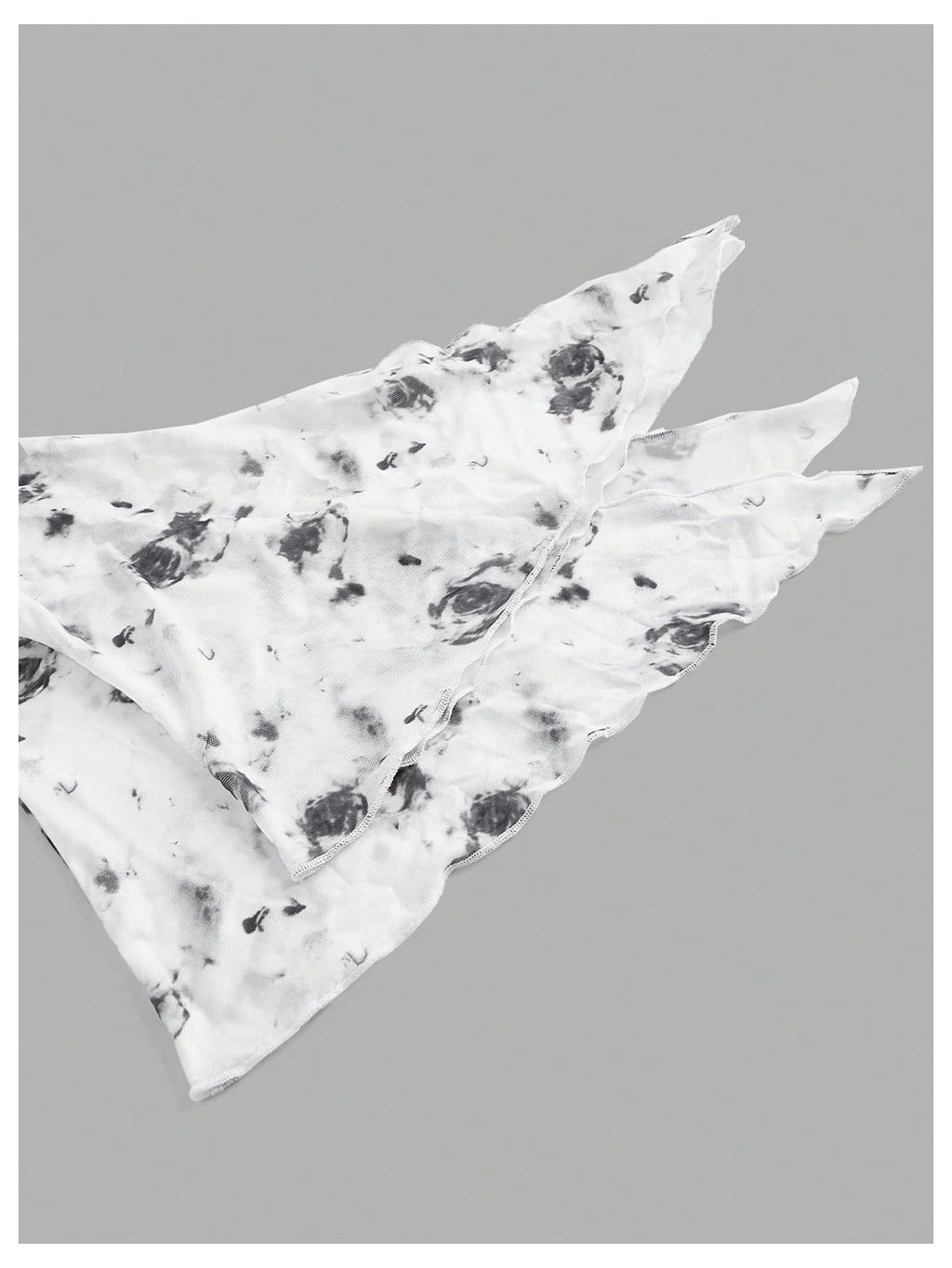 Verdusa Women's Floral Print Mesh Bell Sleeve Tie-Front Top with Lettuce Trim