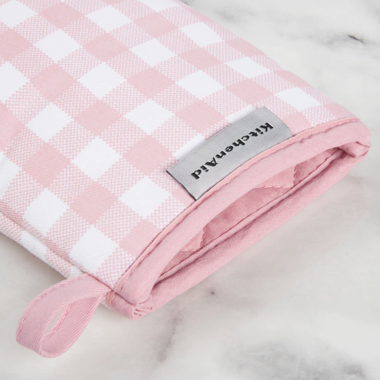 Gingham Mini Oven Mitt 2-Pack Set, Dried Rose, 5.5"x8"