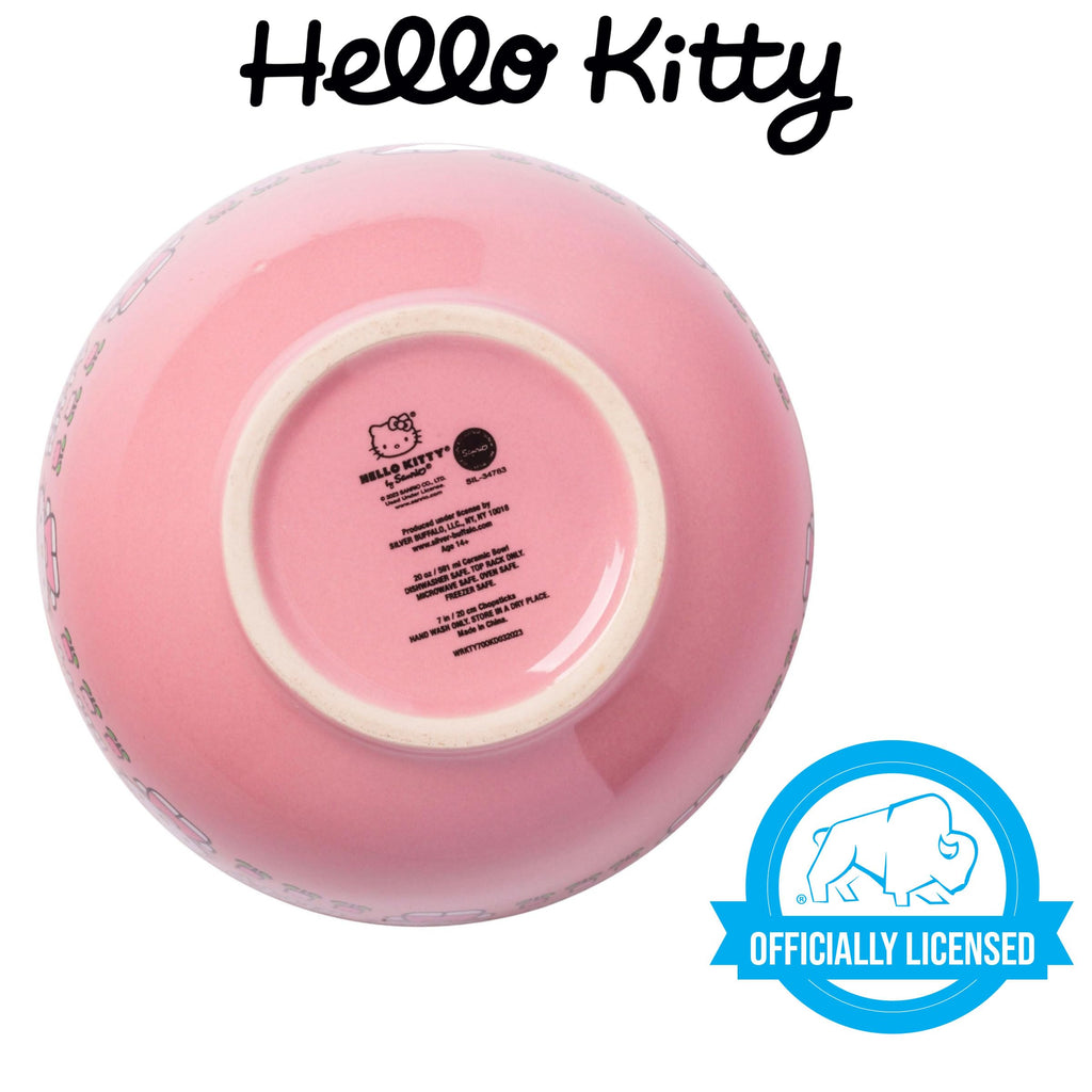 Ceramic Sanrio Hello Kitty Ramen Noodle Rice Bowl with Chopsticks, Microwave Safe