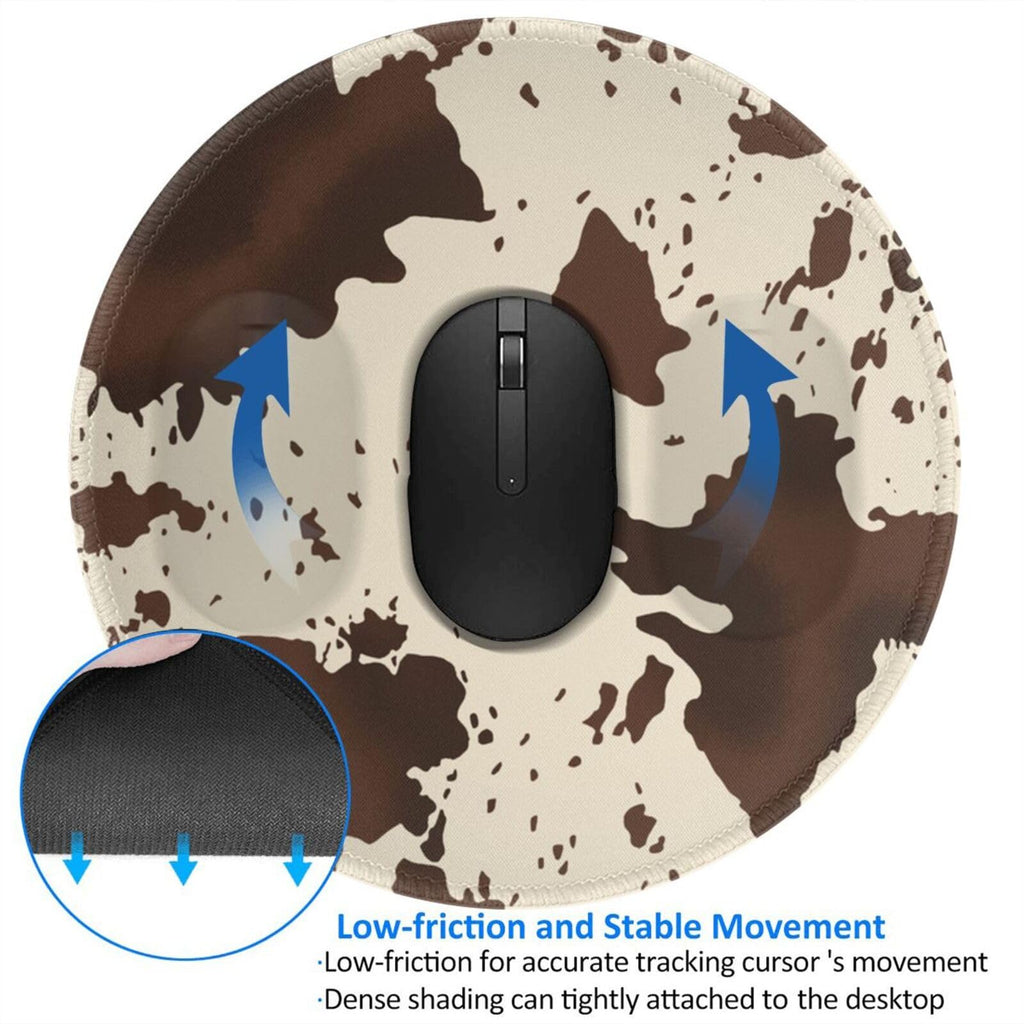 Round Mouse Pad Desk Top - Stitched Edges 8 X 8 Inch