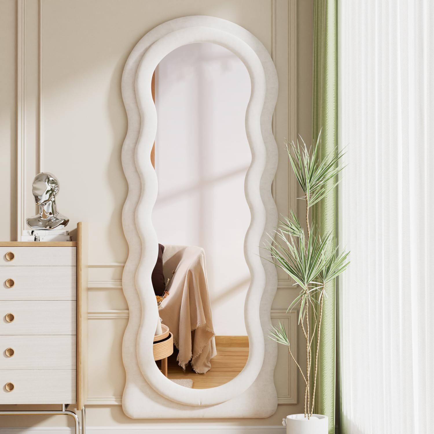 Large Floor Mirror with Stand, Freestanding Arched Mirror Full Length Hanging or Leaning, Wall Mounted Mirrors