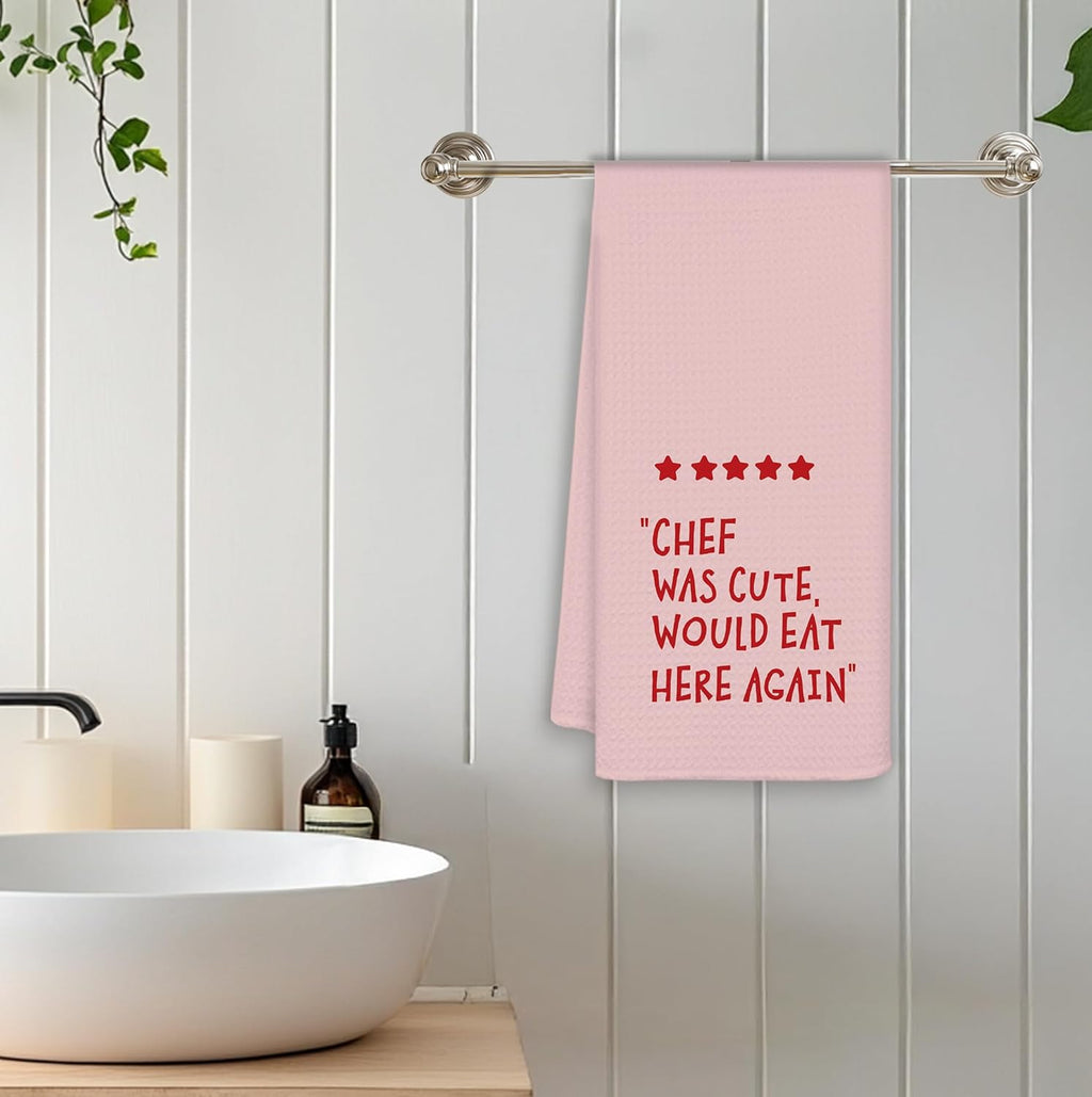 Pink Chef was Cute Would Eat Here Again Kitchen Towels, 16x24 Inch