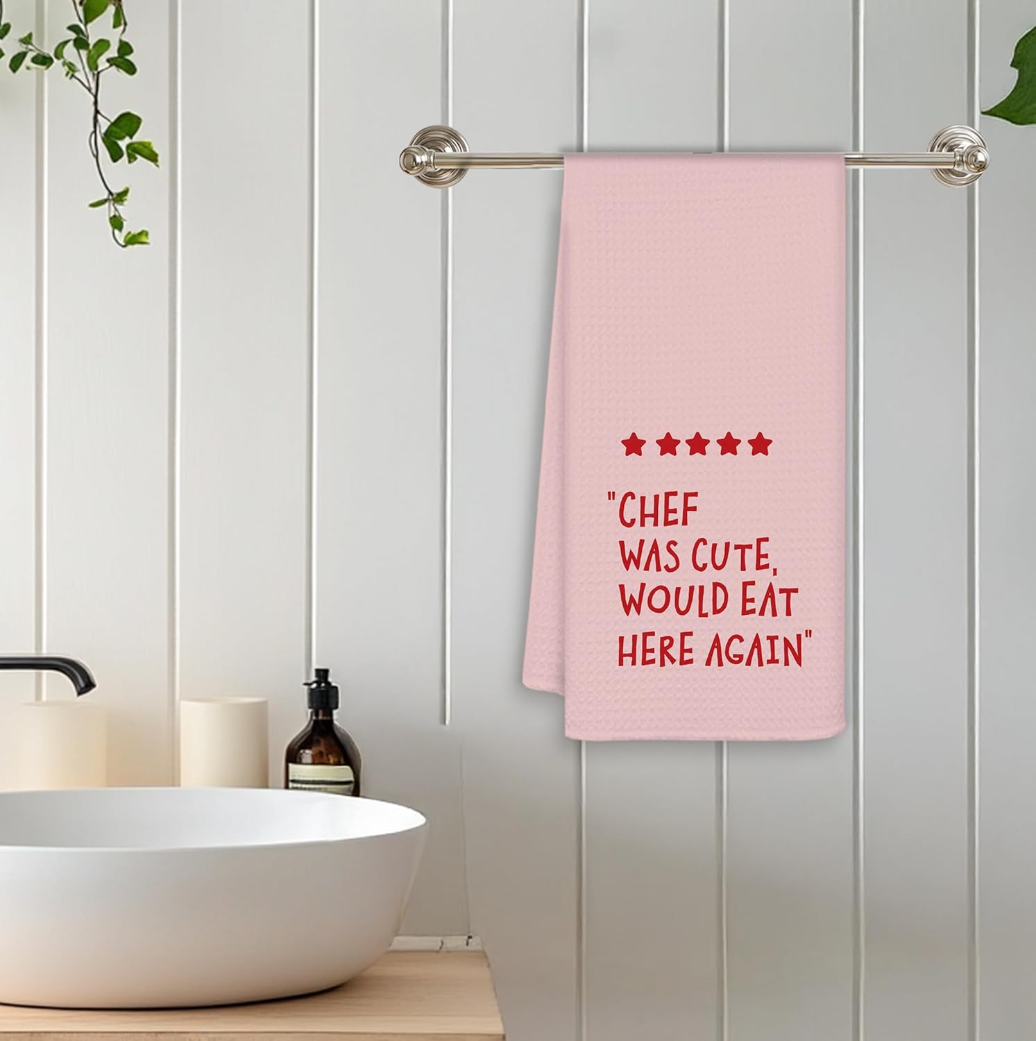 Pink Chef was Cute Would Eat Here Again Kitchen Towels, 16x24 Inch