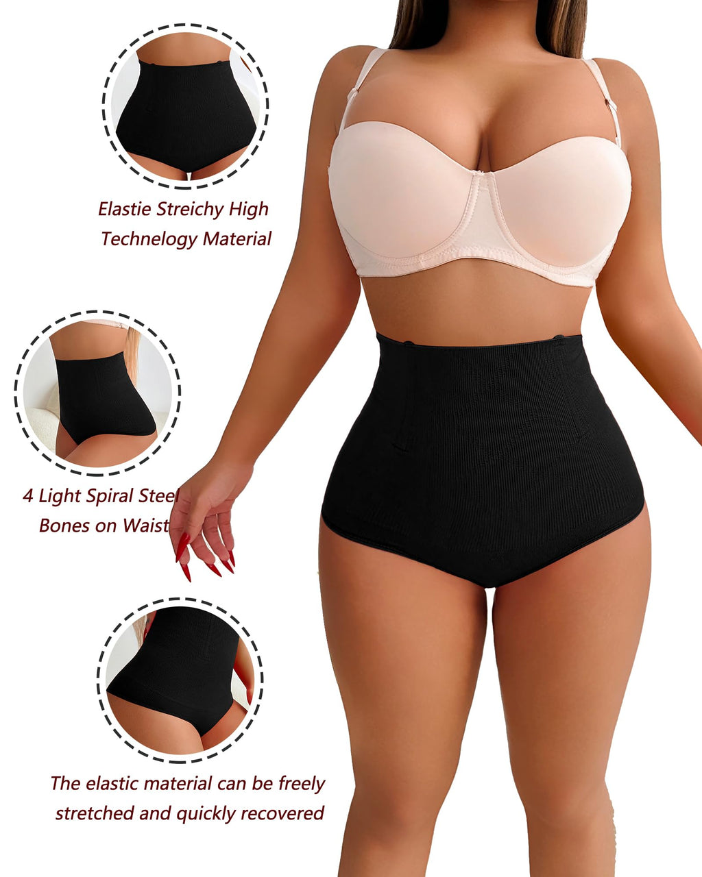 Shapewear Thong Shapewear Tummy Control Thong Shapewear for Women Stomach Girdle Thong Body Shaper Seamless Underwear