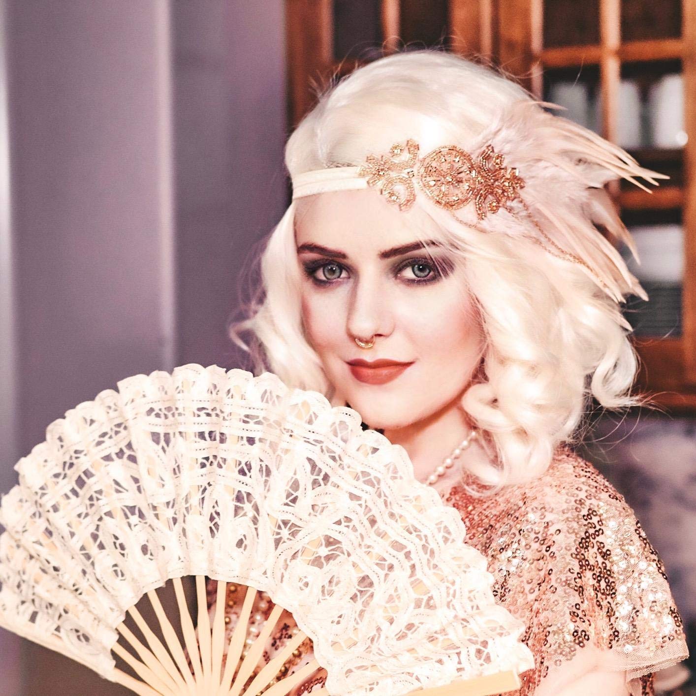 Cotton Lace Folding Handheld Fan Embroidered Hand Fan with Bamboo Staves