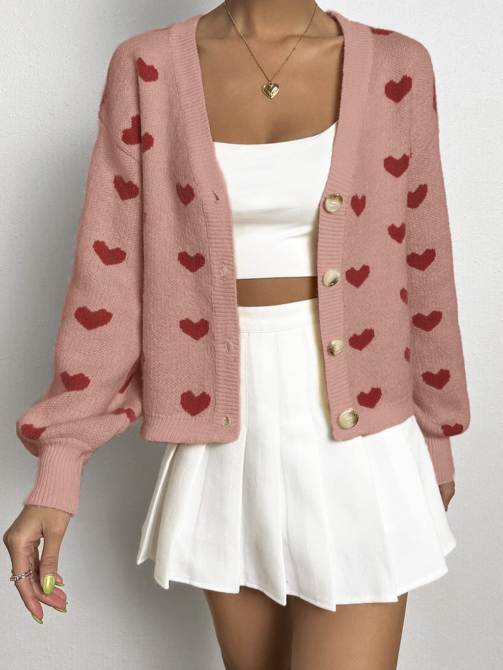 Women's Cute Cropped Cardigan Open Front Long Sleeve Ribbed Knit Sweater