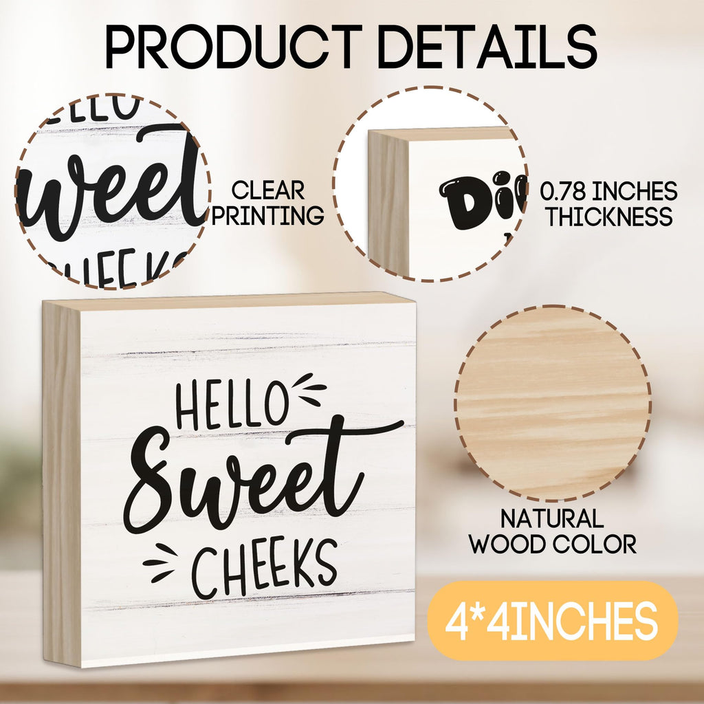 Hello Sweet Cheeks Bathroom Wood Block Signs