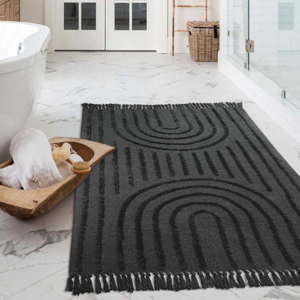 Washable Kitchen Runner Rug - Hand-Woven Bathroom Runner Rug with Tassels, Terracotta Entryway Runner Rug, Tufted Rainbow Bedroom Rug Runner, Hallway Rug for Laundry/Living Room